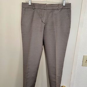 J Crew Jaquard silk Metallic Ankle pant